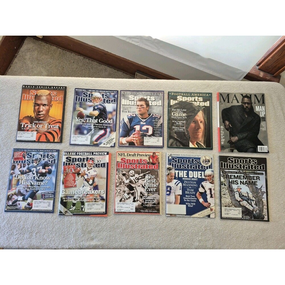 Sports Illustrated Magazine Lot Tom Brady Manning Favre Tillman NFL MLB 18...